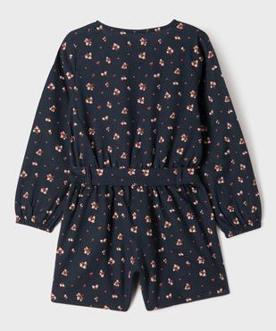Combishort manches longues à motif fleuri fille - LuluCastagnette vue3 - LULUCASTAGNETTE - GEMO