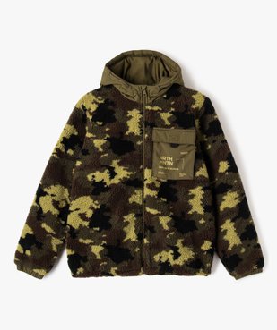 Sweat en sherpa doublé polaire à motif camouflage garçon vue2 - GEMO (JUNIOR) - GEMO