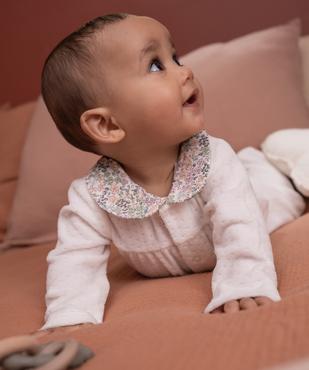 Pyjama en velours à col Claudine et ouverture devant bébé fille vue5 - GEMO 4G BEBE - GEMO