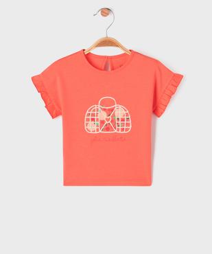 Tee-shirt manches courtes avec motif et volants bébé fille vue2 - GEMO 4G BEBE - GEMO