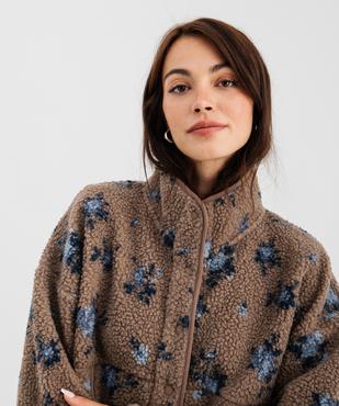 Sweat pressionné en sherpa imprimé à col montant femme vue2 - GEMO(FEMME PAP) - GEMO