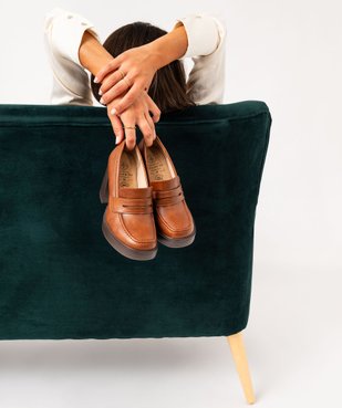 Mocassins femme à talon haut et plateforme Penny Loafer  vue8 - FOLLOW ME - GEMO
