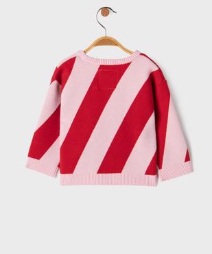 Pull rayé de Noël col rond bébé  vue3 - GEMO(BEBE DEBT) - GEMO