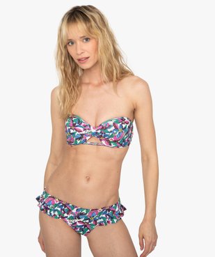 Bas de maillot de bain femme forme slip avec volants vue3 - GEMO (PLAGE) - GEMO