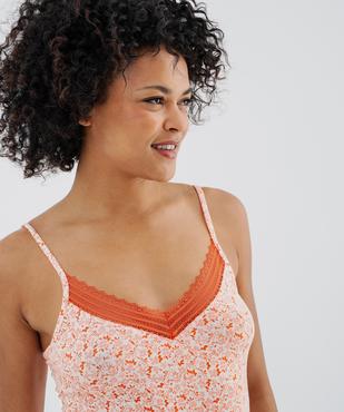 Haut de pyjama à fines bretelles et dentelle femme vue2 - GEMO 4G FEMME - GEMO