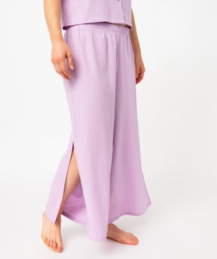 Pantalon de pyjama contenant du lin coupe large femme vue1 - GEMO 4G FEMME - GEMO