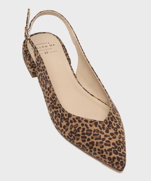 Escarpins slingback à motif léopard et talon plat femme - Follow Me vue5 - FOLLOW ME - GEMO