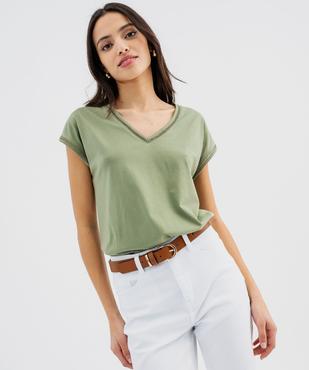 Tee-shirt à manches courtes avec finitions scintillantes femme vue1 - GEMO 4G FEMME - GEMO