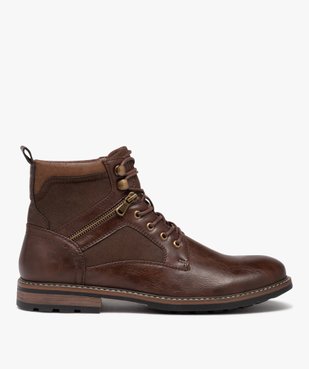 Boots homme unis à lacets avec zip fantaisie vue2 - GEMO (CASUAL) - GEMO