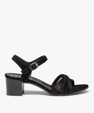 Sandales femme à talon dessus cuir retourné - Tanéo vue1 - TANEO - GEMO