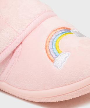 Chaussons en velours à scratch moelleux imprimé arc-en-ciel fille vue6 - GEMO (ENFANT) - GEMO