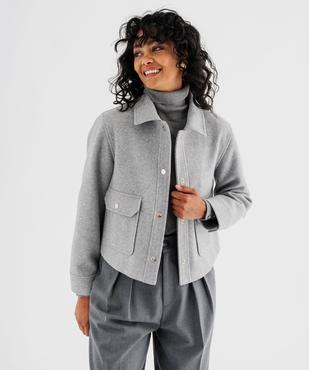 Veste courte aspect drap de laine femme vue1 - GEMO(FEMME PAP) - GEMO