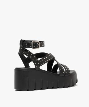 Sandales à talon compensé, semelle plateforme et brides à clous femme vue5 - 5 MILES - GEMO