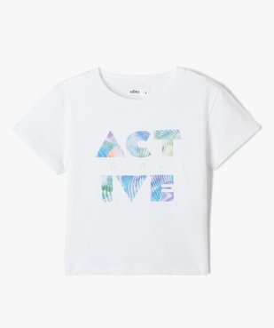 Tee-shirt fille à manches courtes imprimé coupe large et courte vue1 - GEMO (ENFANT) - GEMO