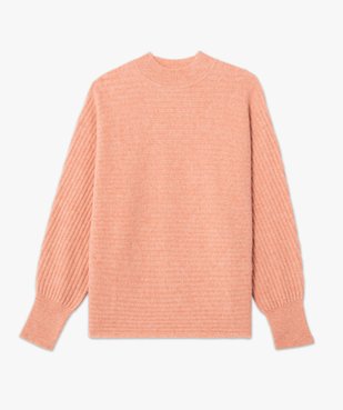Pull femme en maille côtelée horizontale à col montant vue4 - GEMO(FEMME PAP) - GEMO