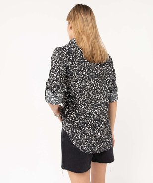 Tunique femme en crêpe fleuri à manches longues et col chemise vue3 - GEMO(FEMME PAP) - GEMO