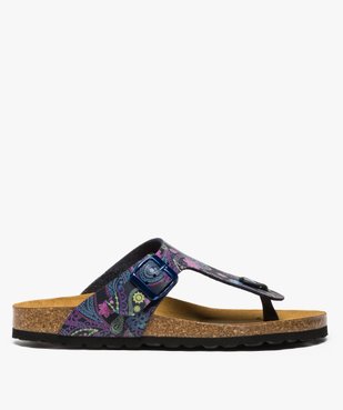 Mules femme à talon plat et bride entre-doigts imprimée vue2 - GEMO (CASUAL) - GEMO