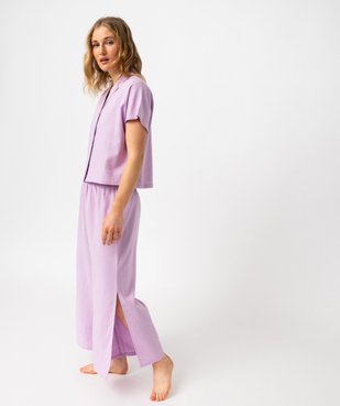 Pantalon de pyjama contenant du lin coupe large femme vue5 - GEMO 4G FEMME - GEMO