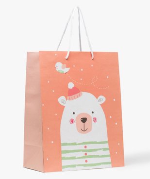 Pochette cadeau bébé avec motif ours polaire en papier recyclé vue1 - GEMO 4G BEBE - GEMO