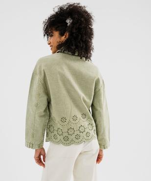 Veste en jean colorée et ajourée femme vue3 - GEMO(FEMME PAP) - GEMO
