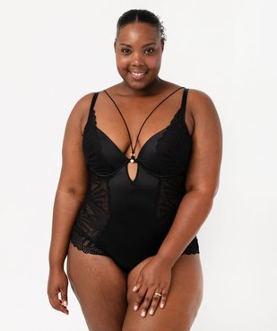 Body en dentelle et microfibre femme grande taille vue2 - GEMO(HOMWR FEM) - GEMO