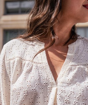 Blouse manches 3/4 en maille ajourée femme grande taille vue8 - GEMO 4G GT - GEMO