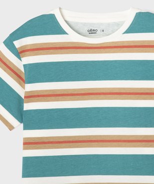 Tee-shirt manches courtes à rayures multicolores garçon vue2 - GEMO 4G GARCON - GEMO