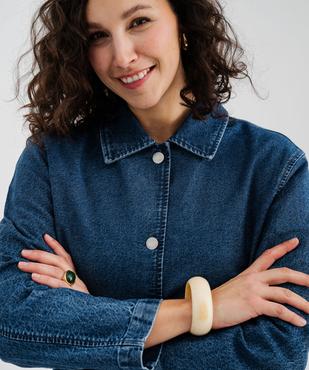 Veste en jean fluide avec motifs brodés ajourés femme vue2 - GEMO(FEMME PAP) - GEMO