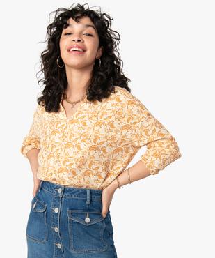 Blouse femme à manches longues à motifs fleuris et rayures pailletées vue1 - GEMO(FEMME PAP) - GEMO