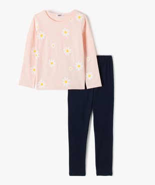 Pyjama fille 2 pièces dépareillées à motifs fleurs vue1 - GEMO (ENFANT) - GEMO