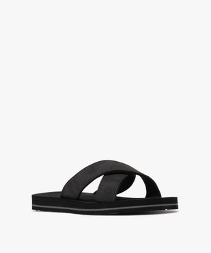 Mules de piscine homme à larges brides croisées militaires vue2 - GEMO (PLAGE) - GEMO