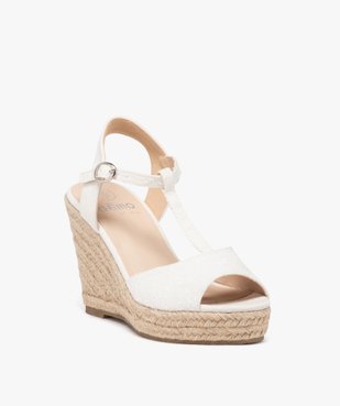 Sandales femme compensées avec brides à broderie anglaise vue2 - GEMO(URBAIN) - GEMO