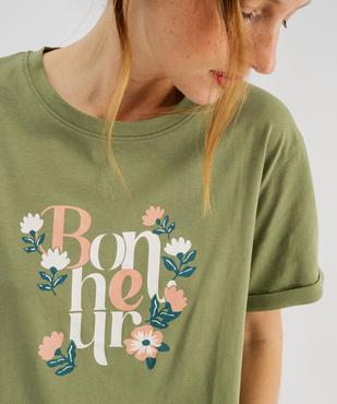 Chemise de nuit à manches courtes avec inscription femme vue4 - GEMO 4G FEMME - GEMO