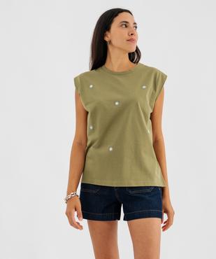Tee-shirt sans manches avec strass et perles femme vue3 - GEMO(FEMME PAP) - GEMO
