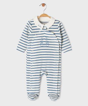 Pyjama dors-bien en velours ouvert devant bébé - LuluCastagnette vue1 - LULU CASTAGNETTE GEMO FOR GOOD - GEMO