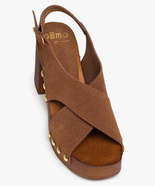 Sandales femme style sabots à talon dessus cuir clouté vue5 - GEMO(URBAIN) - GEMO