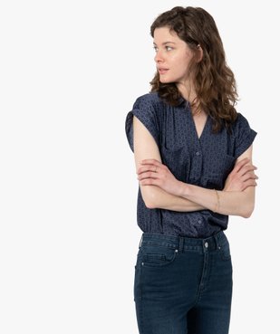 Chemise femme imprimée à manches courtes en matière satinée vue1 - GEMO(FEMME PAP) - GEMO