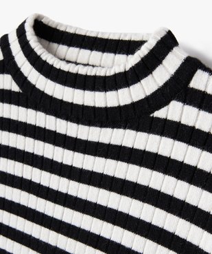 Pull rayé en maille côtelée fille vue2 - GEMO (ENFANT) - GEMO