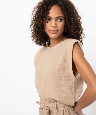 Blouse femme sans manches avec épaulettes en gaze de coton vue2 - GEMO(FEMME PAP) - GEMO