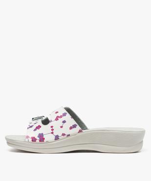 Mules femme confort 2 brides fleuries à boucles - Cloggy vue3 - CLOGGY - GEMO