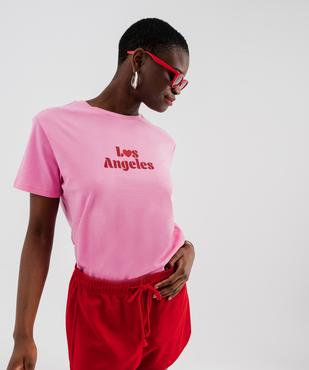 Tee-shirt manches courtes imprimé pailleté femme vue1 - GEMO(FEMME PAP) - GEMO