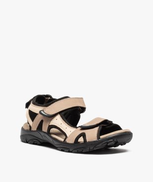Sandales homme sport dessus cuir fermeture scratchs vue2 - GEMO (CASUAL) - GEMO