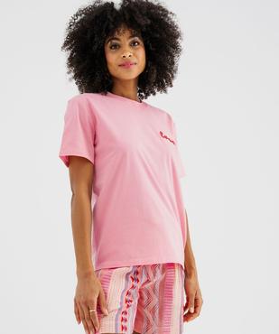 Tee-shirt manches courtes avec broderie Love femme vue2 - GEMO(FEMME PAP) - GEMO