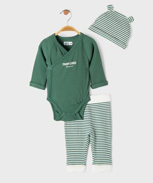 Ensemble naissance évolutif 3 pièces bébé : body, pantalon, bonnet vue1 - GEMO 4G BEBE - GEMO