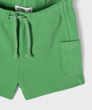 Short en maille côtelée avec taille ajustable bébé garçon vue2 - GEMO 4G BEBE - GEMO