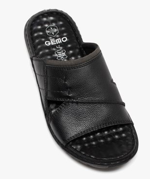 Mules homme dessus en cuir uni à semelle confort vue5 - GEMO (CASUAL) - GEMO