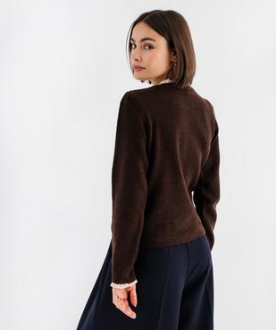 Pull col rond dentelle femme vue3 - GEMO(FEMME PAP) - GEMO