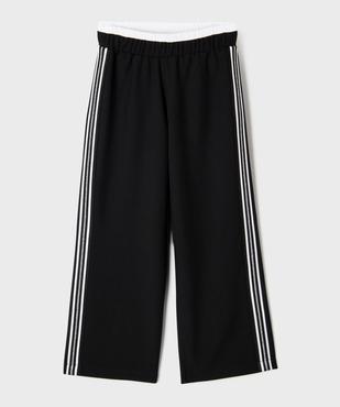 Pantalon large avec bandes rayées sur les côtés fille vue1 - GEMO (ENFANT) - GEMO
