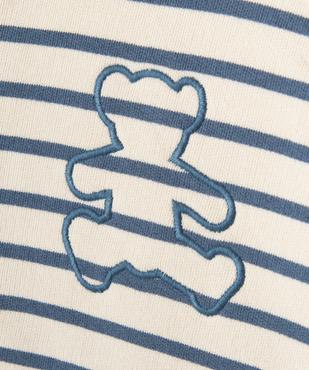 Sweat à rayures et motif ourson fermeture dos bébé garçon - LuluCastagnette vue2 - LULU CASTAGNETTE GEMO FOR GOOD - GEMO