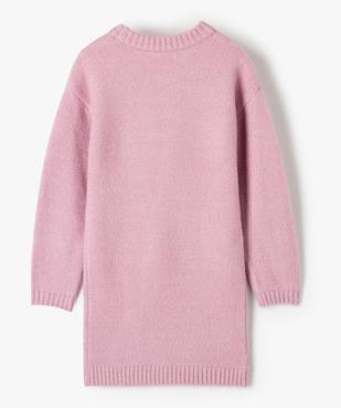 Robe pull fille avec motifs fleuris brodés sur l’avant vue3 - GEMO (ENFANT) - GEMO